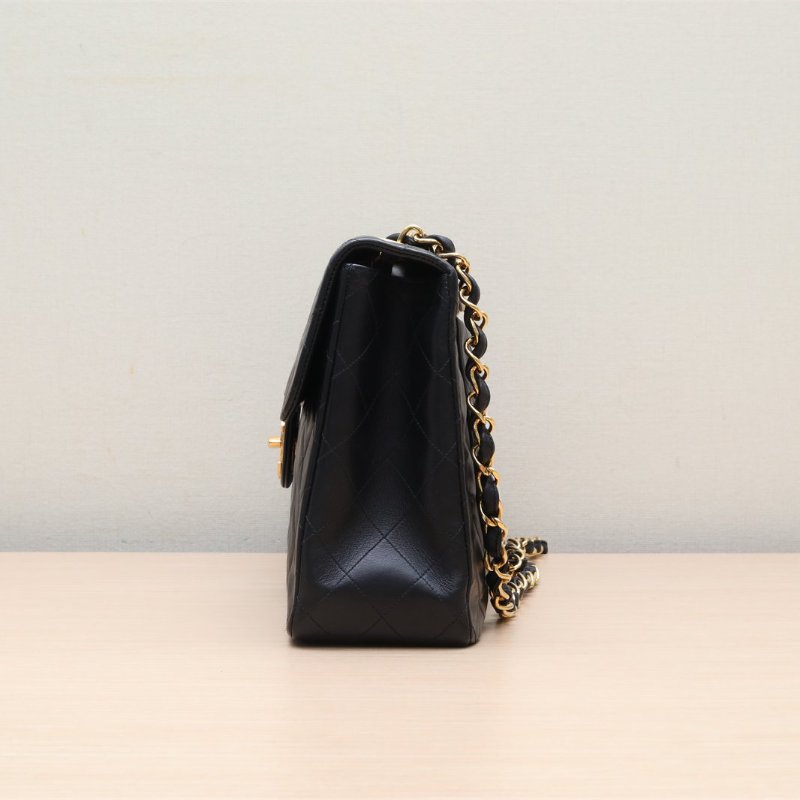 CHANEL 中古黑金羊貝嫂34肩背包-4