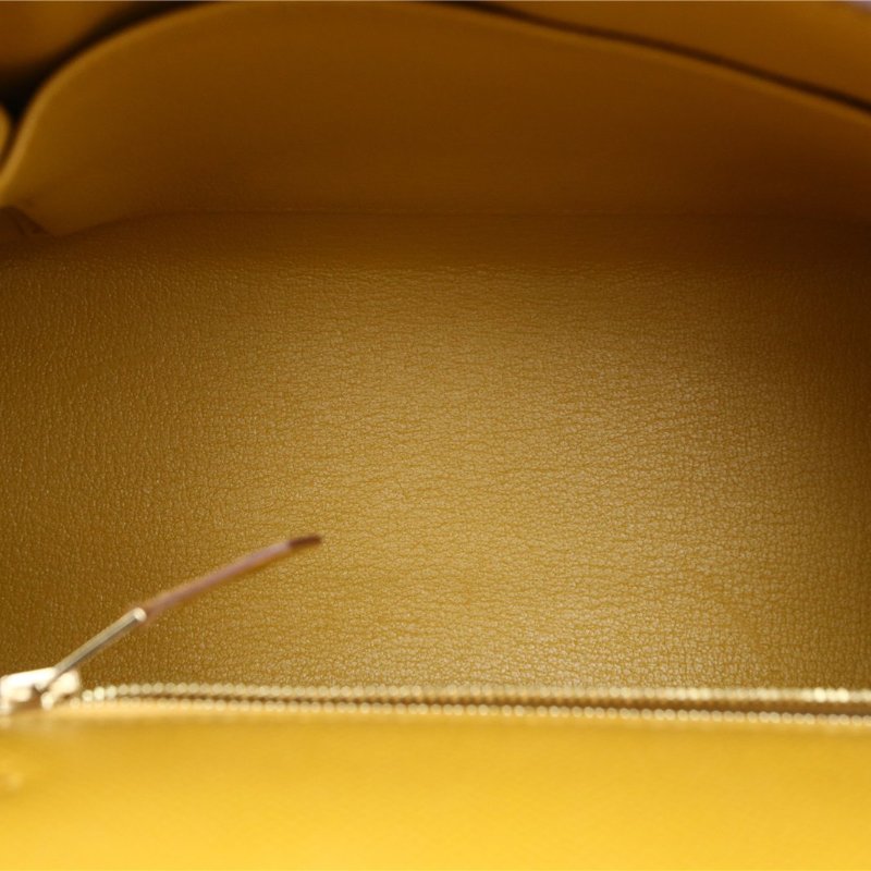 HERMES Kelly259D琥珀黃Epsom皮Z刻金扣肩背包-3