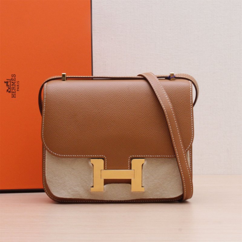 HERMES Constance康康1937金棕色Epsom皮Z刻金扣肩背包-0