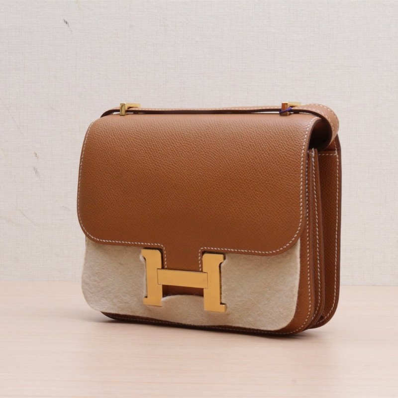HERMES Constance康康1937金棕色Epsom皮Z刻金扣肩背包-3