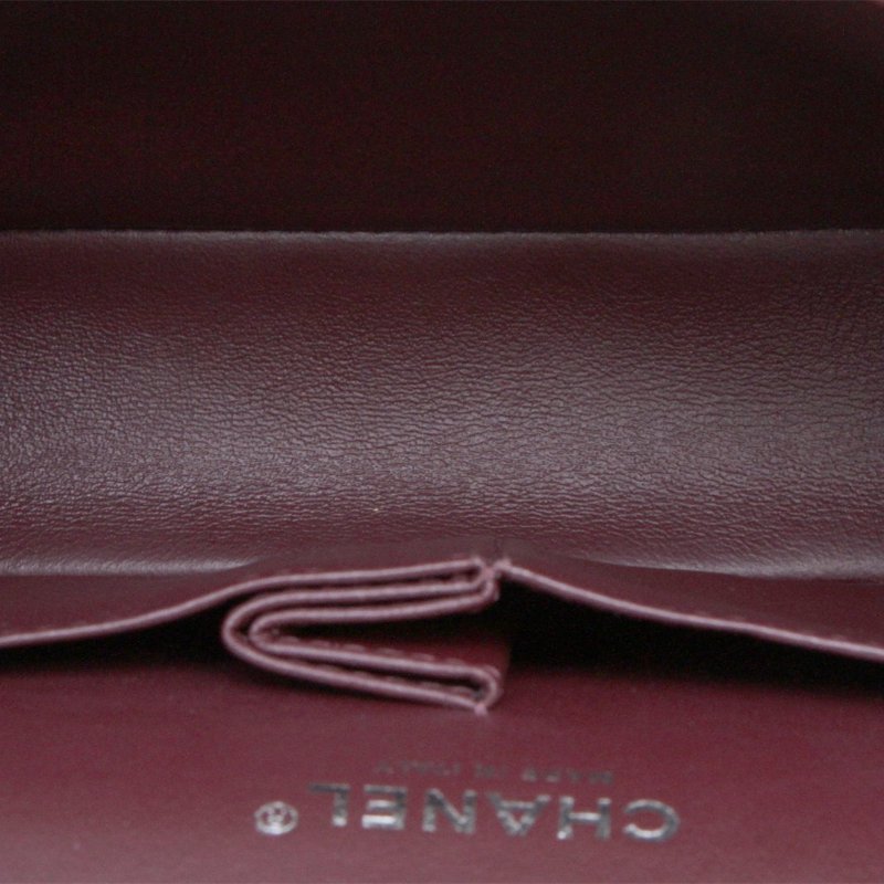 CHANEL CF口蓋包中號25.5黑色荔枝牛皮銀扣26開肩背包-2