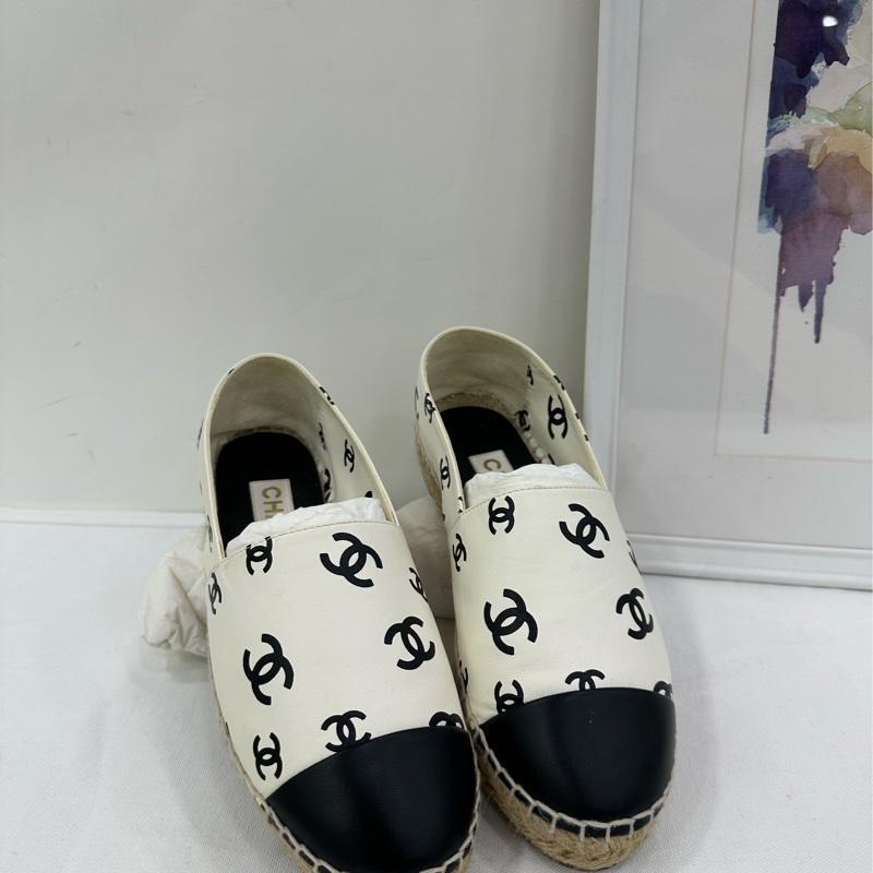 Chanel香奈兒 大爆款黑白滿雙c logo漁夫鞋 36碼-1