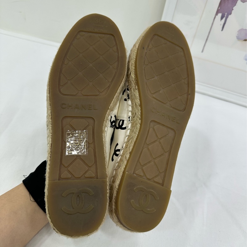 Chanel香奈兒 大爆款黑白滿雙c logo漁夫鞋 36碼-6