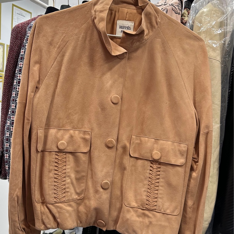 Hermes 愛馬仕 羊皮反絨夾克外套 36碼-1
