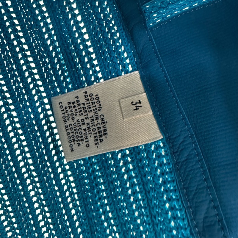 HERMES愛馬仕 絨面小羊皮洋裝 經典的藍色搭配鏤空編織。 34碼 全新吊牌-3