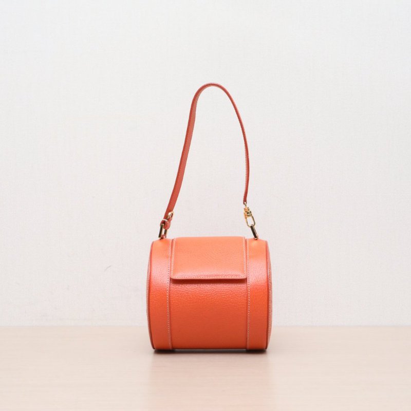 BVLGARI 中古圓桶手提包橘色肩背包-1