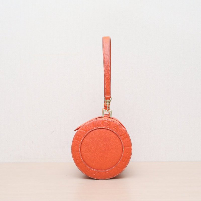 BVLGARI 中古圓桶手提包橘色肩背包-4
