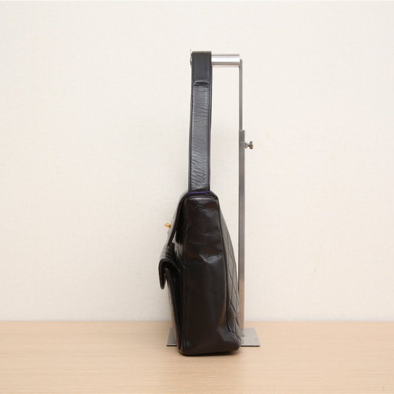 CHANEL 中古黑金羊Duma單肩包黑色4開肩背包-2