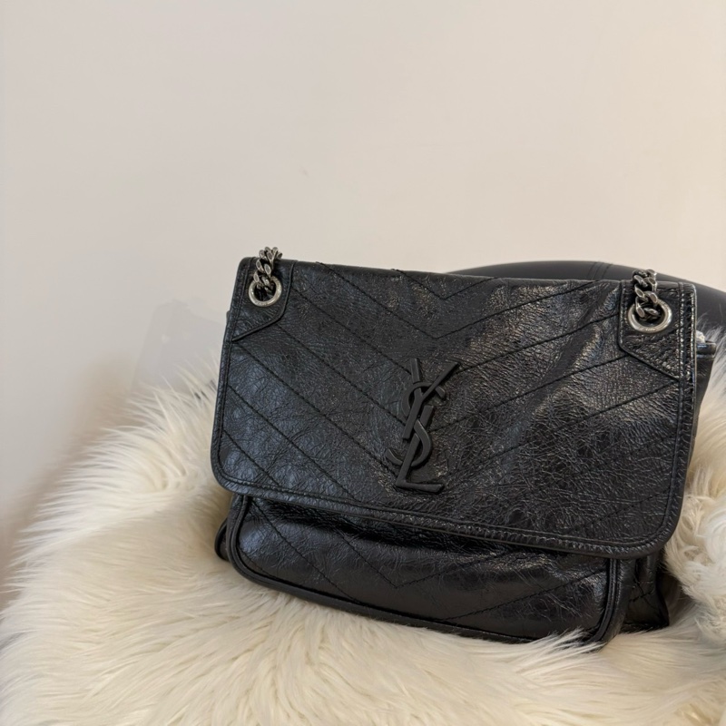 YSL niki 中號 黑銀 肩背包 斜背包-0