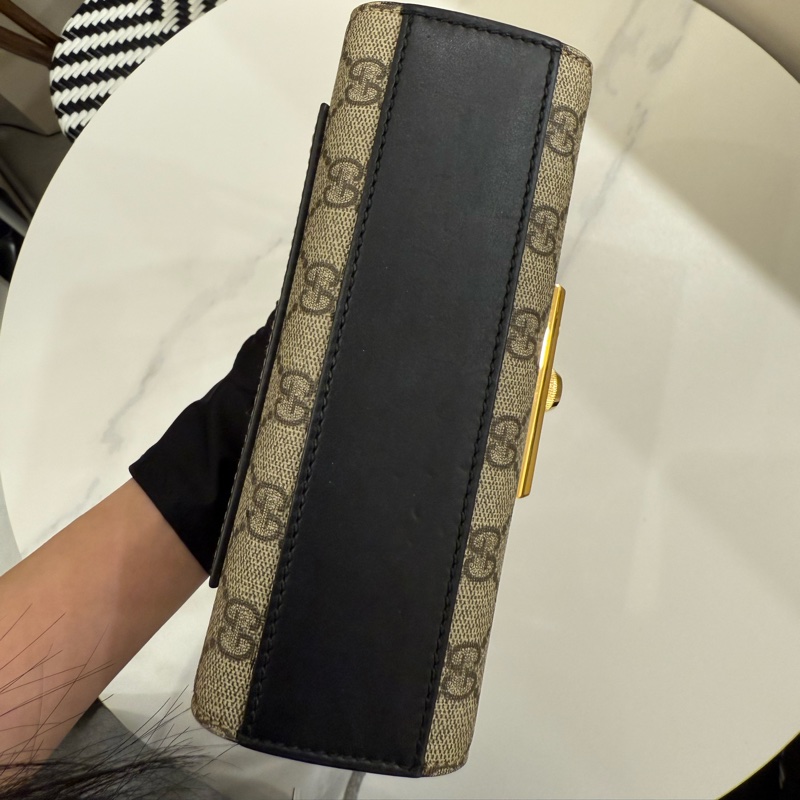 Gucci padlock黑皮革x老花-2