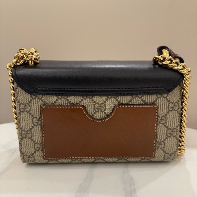 Gucci padlock黑皮革x老花-5