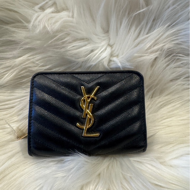 YSL 拉鍊對折短夾-0