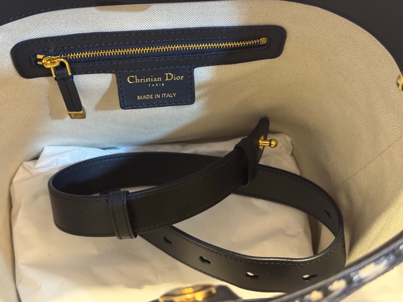 Dior最新款 Diorstar 小型水桶包 藍色緹花-22