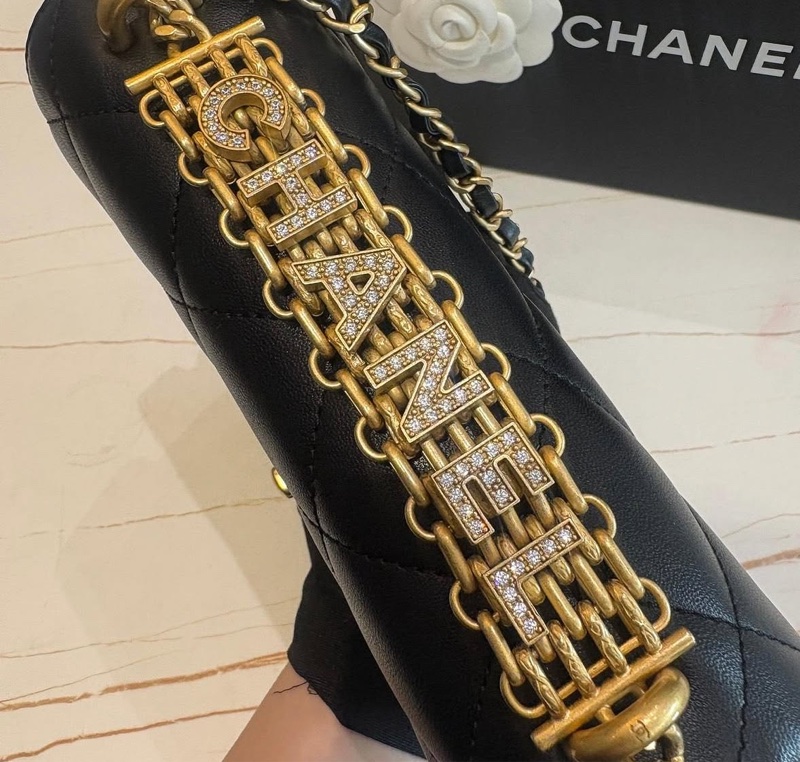 *SHIHNA名牌精品*Chanel 22s 黑色菱格紋鑽石手提蓋口 包-2