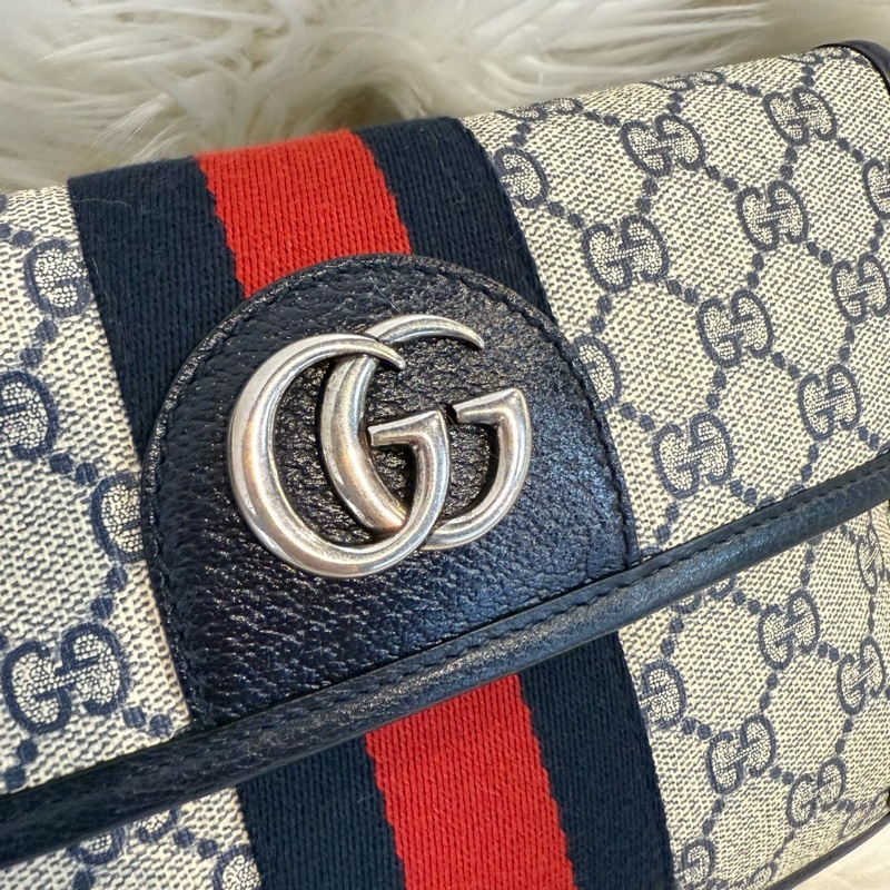 Gucci Ophidia 經典織帶花紋翻蓋腰包-6