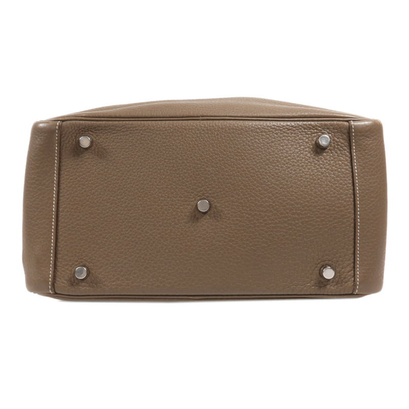 HERMES Togo皮革Lindy 30銀扣手挽肩背兩用袋Etoupe-3