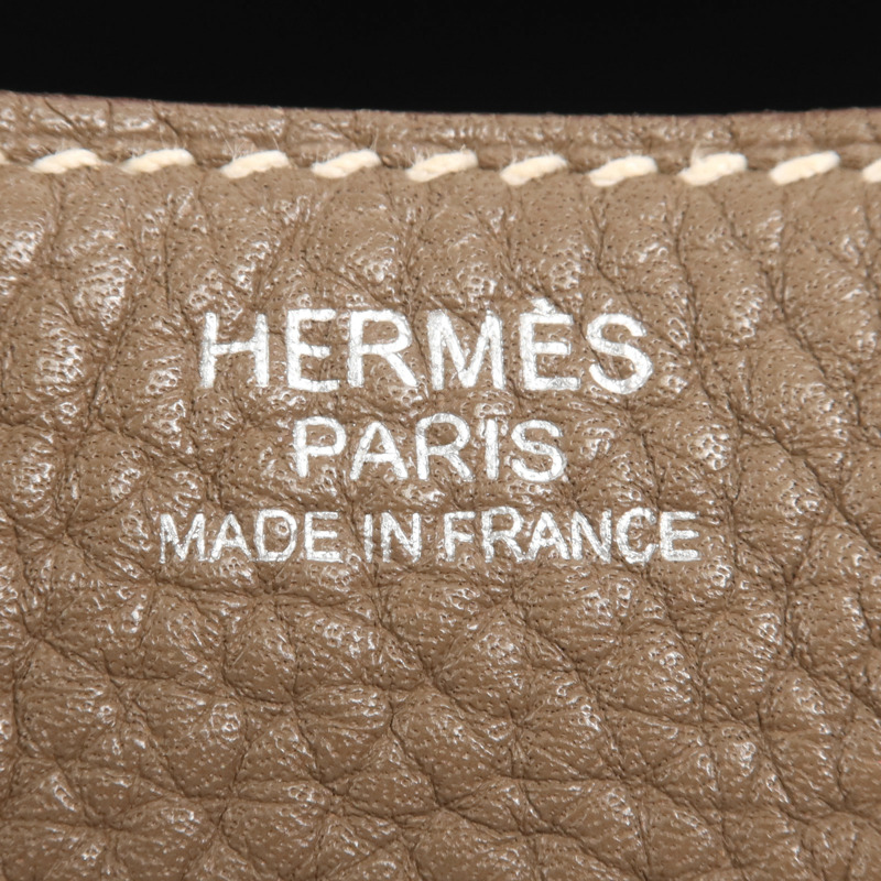 HERMES Togo皮革Lindy 30銀扣手挽肩背兩用袋Etoupe-5