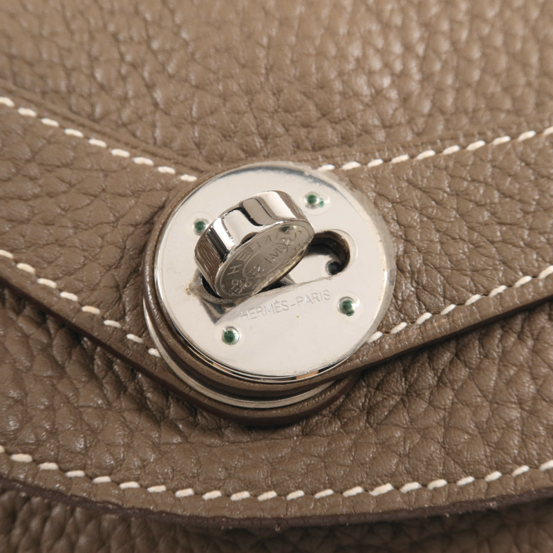 HERMES Togo皮革Lindy 30銀扣手挽肩背兩用袋Etoupe-7