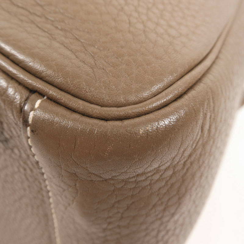 HERMES Togo皮革Lindy 30銀扣手挽肩背兩用袋Etoupe-11