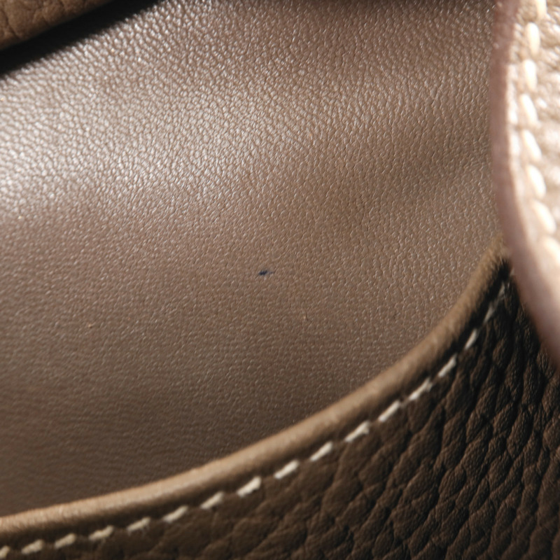 HERMES Togo皮革Lindy 30銀扣手挽肩背兩用袋Etoupe-14