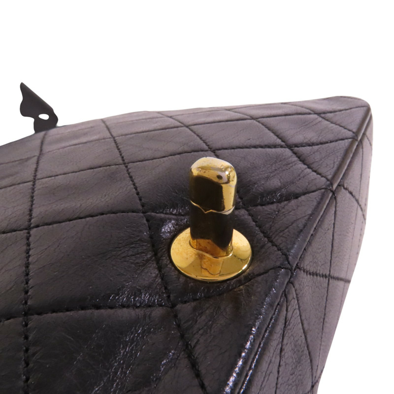 CHANEL 羊皮皮革Vintage Chain Shoulder金扣鏈帶肩背袋-15