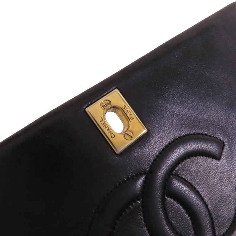 CHANEL 羊皮皮革Vintage Chain Shoulder金扣鏈帶肩背袋-16