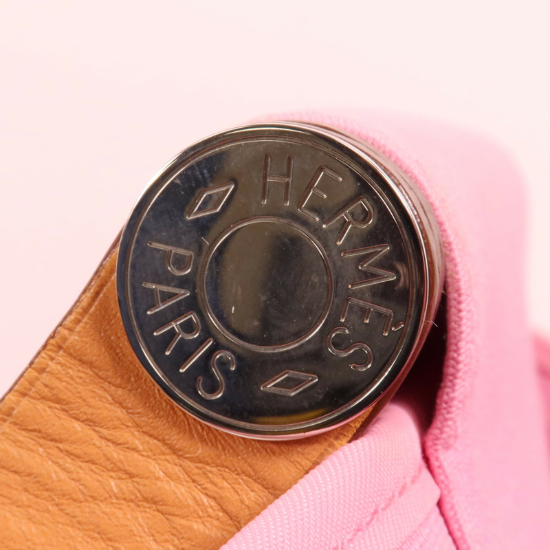 HERMES 帆布Cabag銀扣手挽肩背兩用袋-7