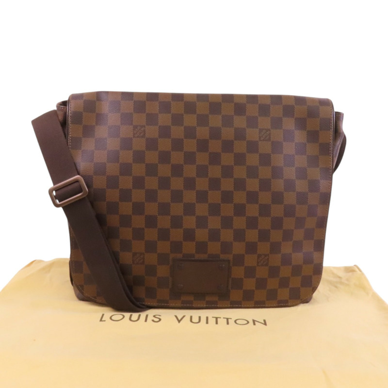 LOUIS VUITTON Damier Ebene Brooklyn GM金扣肩背袋-9