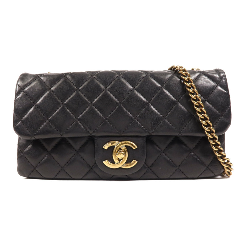 CHANEL 牛皮皮革Chain Shoulder金扣鏈帶肩背袋-0