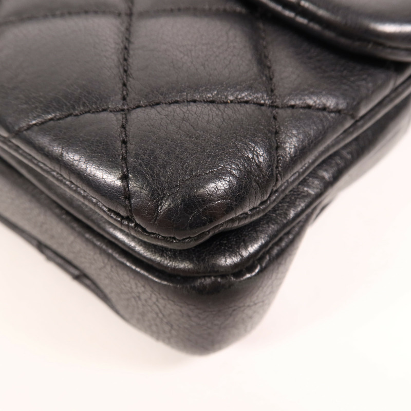 CHANEL 牛皮皮革Chain Shoulder金扣鏈帶肩背袋-10