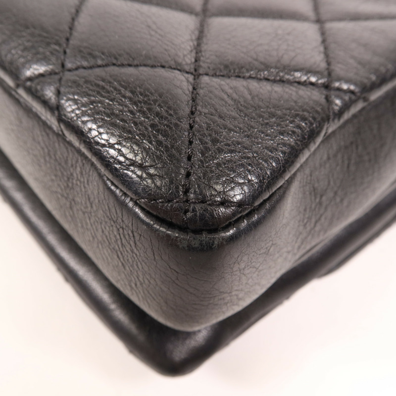 CHANEL 牛皮皮革Chain Shoulder金扣鏈帶肩背袋-12