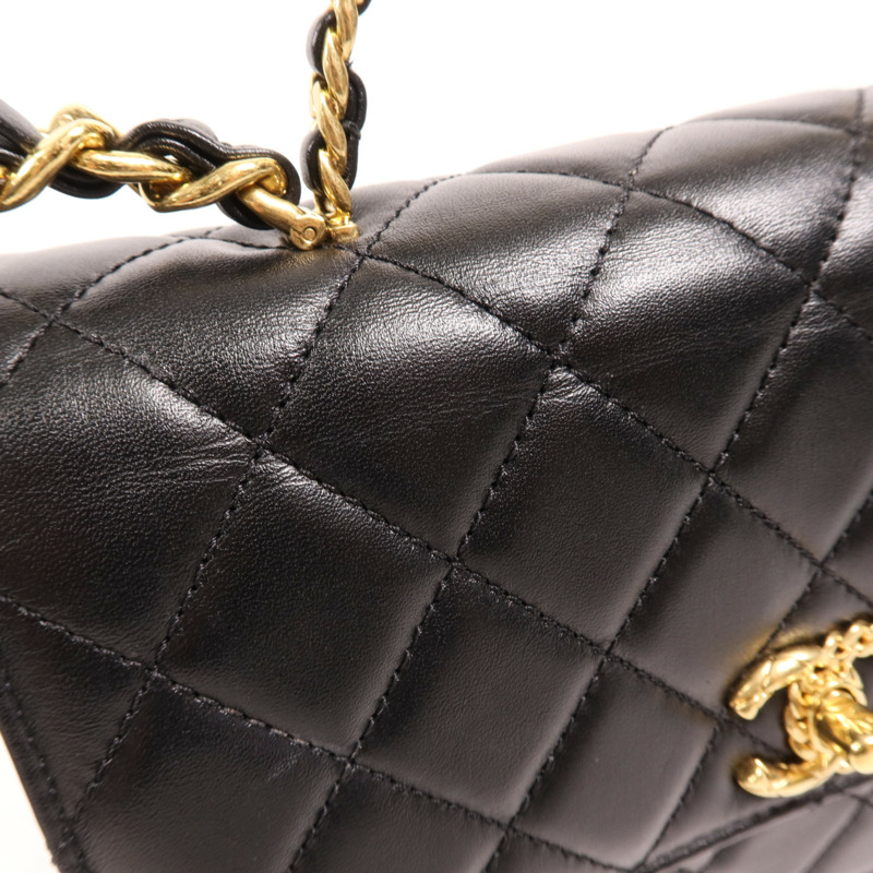 CHANEL 牛皮皮革Chain Shoulder金扣手挽肩背兩用袋-16