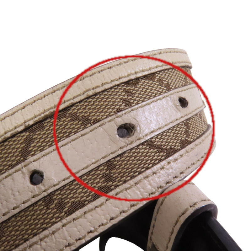 GUCCI GG帆布/牛皮皮革Gucci Belt金扣皮帶-11