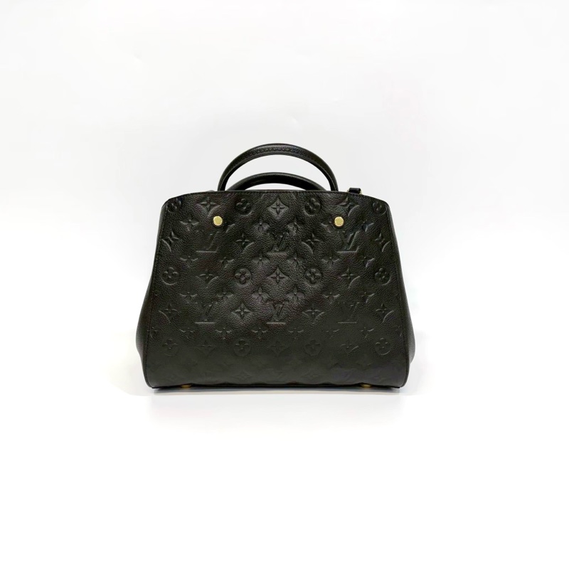 LV黑壓紋牛皮蒙田MM手提肩背包M41048-2