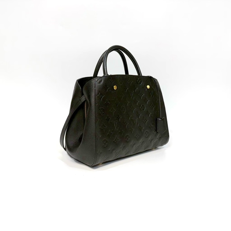 LV黑壓紋牛皮蒙田MM手提肩背包M41048-3