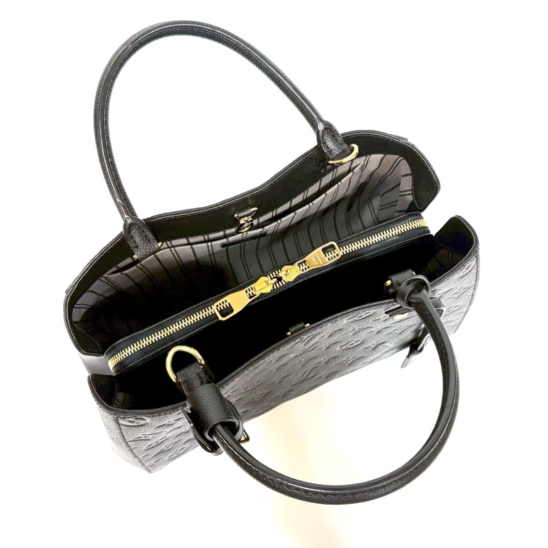 LV黑壓紋牛皮蒙田MM手提肩背包M41048-6