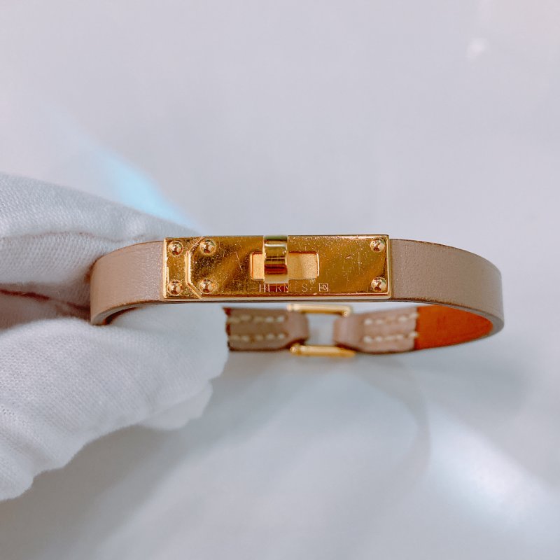 MS0359 Hermes 愛馬仕 絕版 迷你 凱莉 手環 手帶 灰色 棕色 中號 Micro Kelly Bracelet Grey and Gold x GHW Size M-3