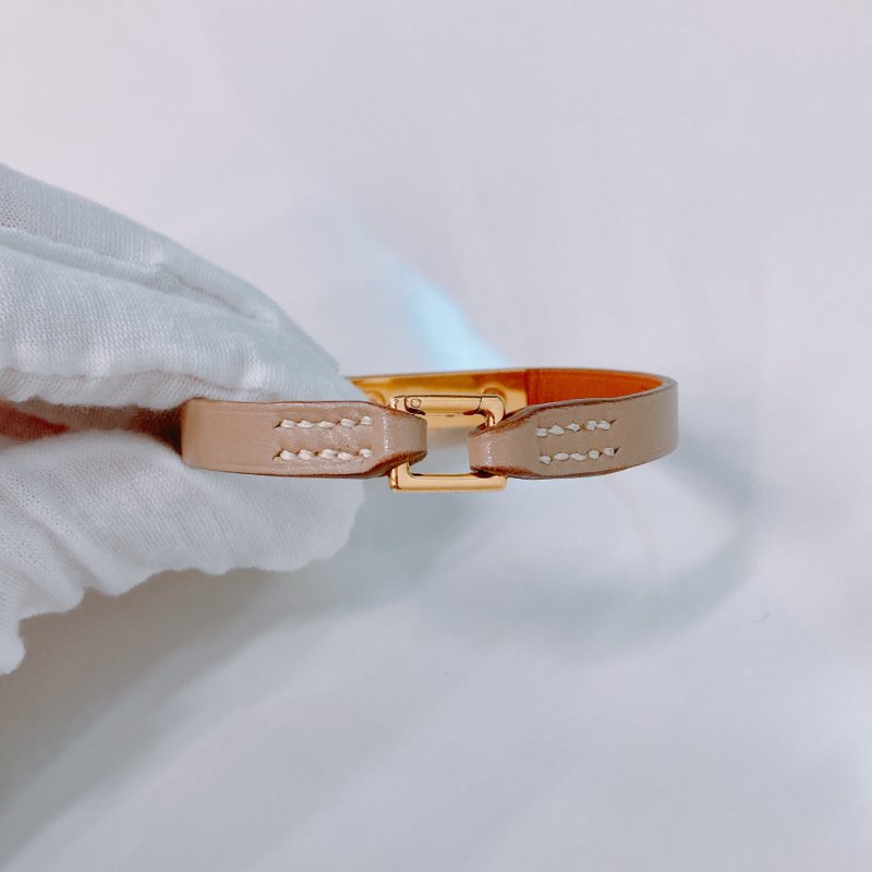 MS0359 Hermes 愛馬仕 絕版 迷你 凱莉 手環 手帶 灰色 棕色 中號 Micro Kelly Bracelet Grey and Gold x GHW Size M-4