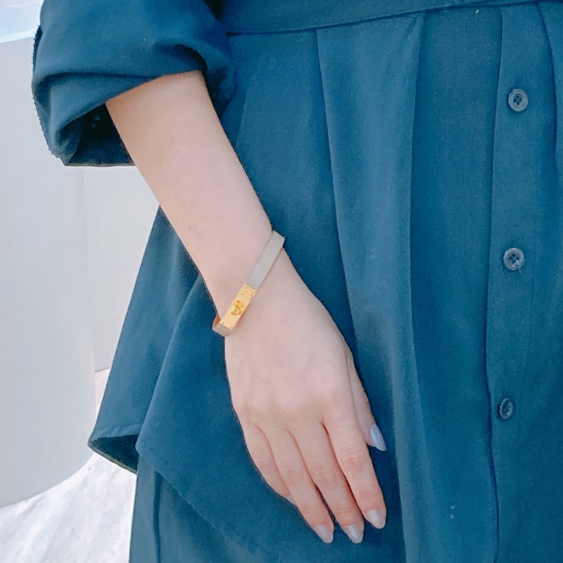 MS0359 Hermes 愛馬仕 絕版 迷你 凱莉 手環 手帶 灰色 棕色 中號 Micro Kelly Bracelet Grey and Gold x GHW Size M-8