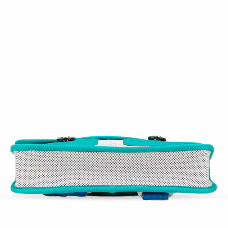 Hermes Hermès Cartable Jungle 女士藍色、棕色和綠色 Toile H 皮背包-2