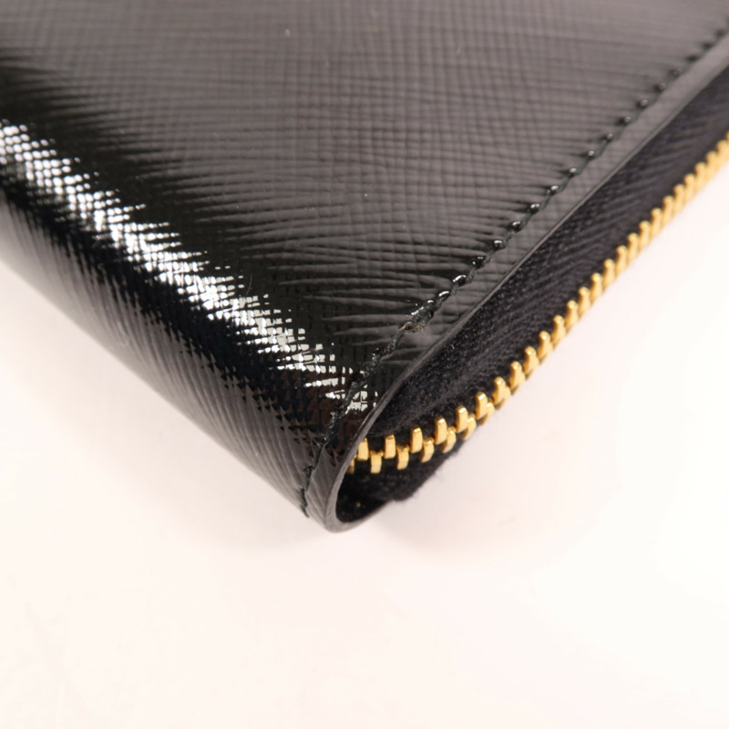 PRADA 漆皮皮革Long Wallet金扣長錢包-9