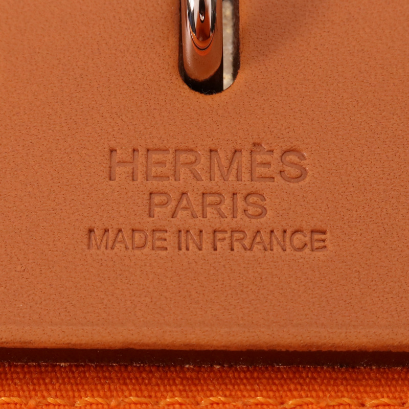 HERMES 帆布Herbag PM銀扣手挽肩背兩用袋Orange-5
