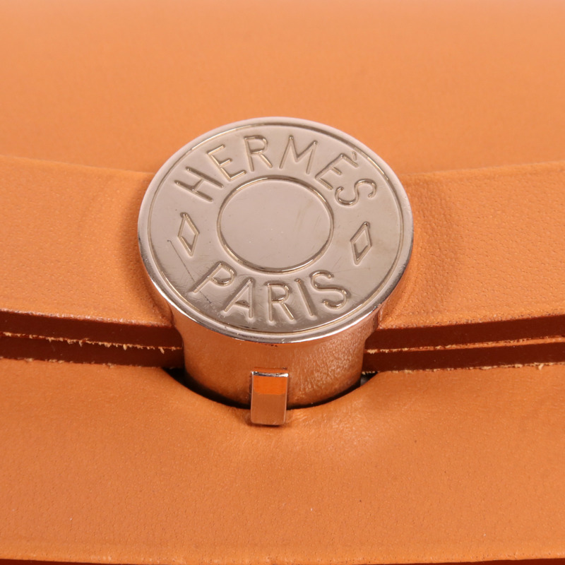 HERMES 帆布Herbag PM銀扣手挽肩背兩用袋Orange-7