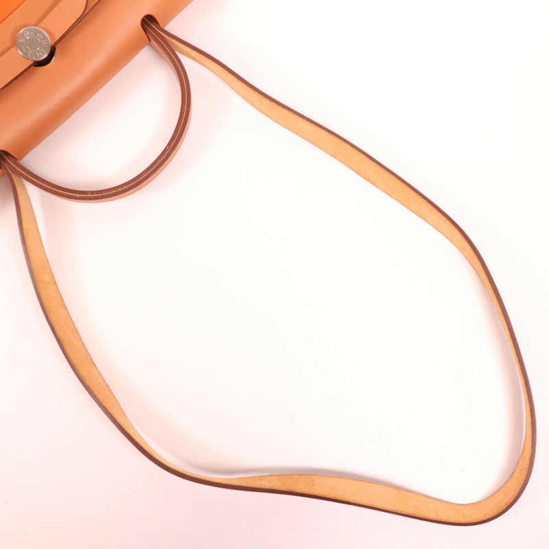 HERMES 帆布Herbag PM銀扣手挽肩背兩用袋Orange-8