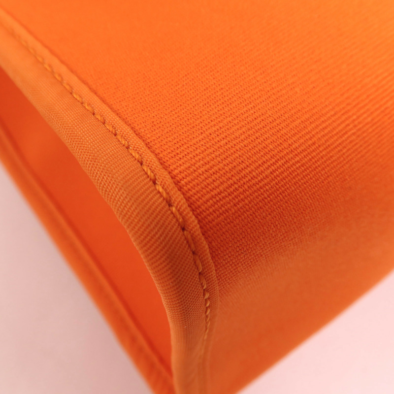 HERMES 帆布Herbag PM銀扣手挽肩背兩用袋Orange-13