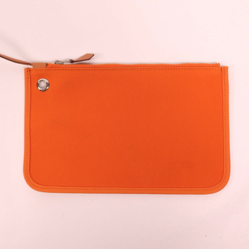 HERMES 帆布Herbag PM銀扣手挽肩背兩用袋Orange-17