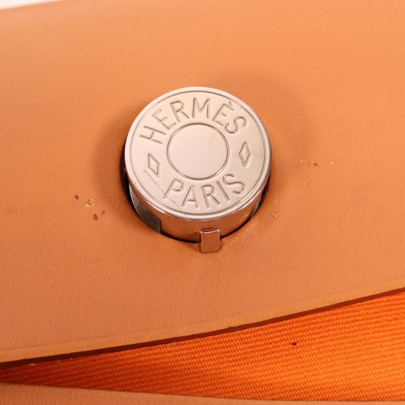 HERMES 帆布Herbag PM銀扣手挽肩背兩用袋Orange-21
