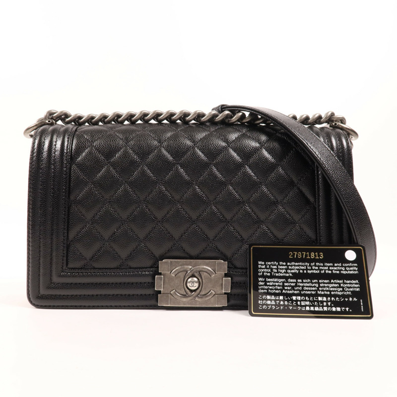 CHANEL 牛皮皮革Boy 25銀扣肩背袋-9