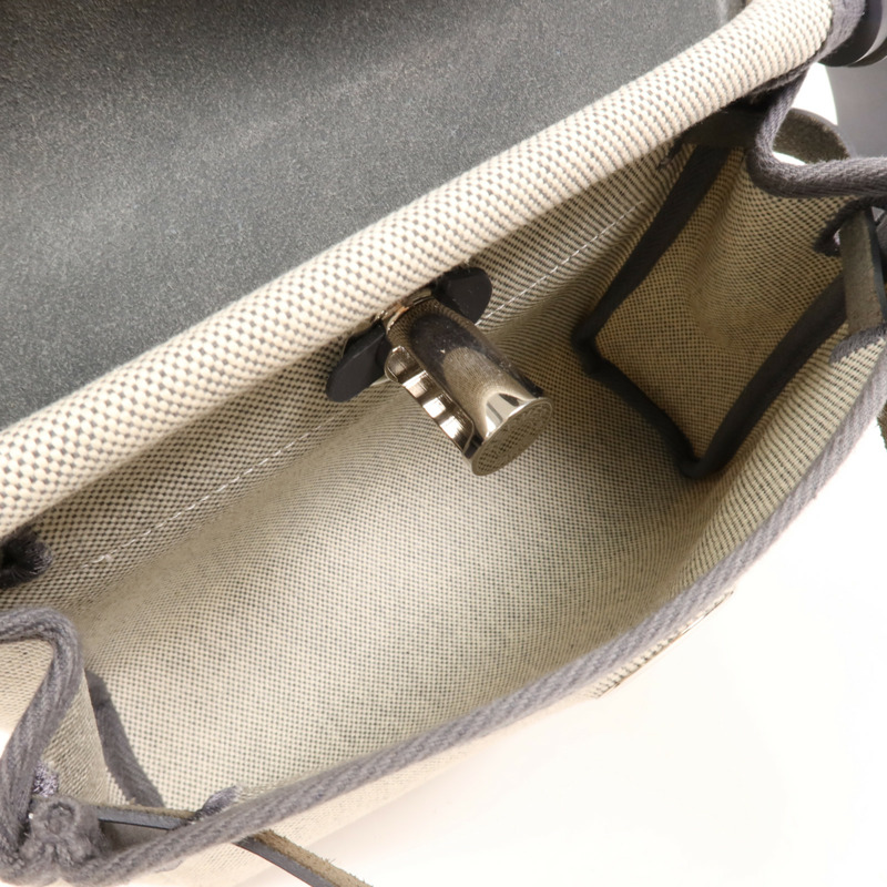 HERMES Toile H帆布Mini Herbag銀扣肩背袋Ardoise-4