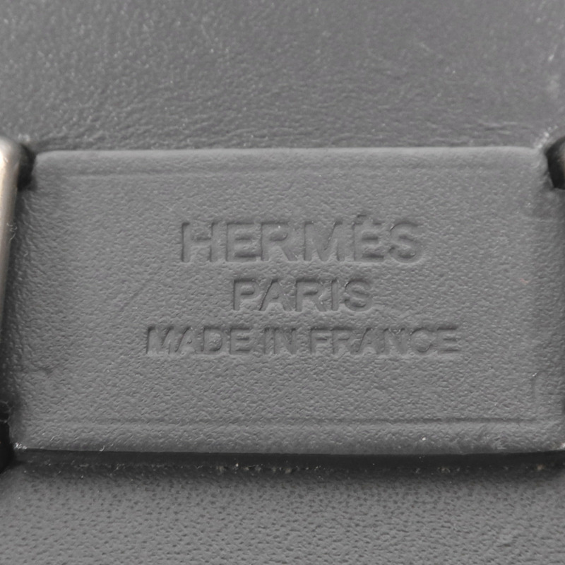 HERMES Toile H帆布Mini Herbag銀扣肩背袋Ardoise-5